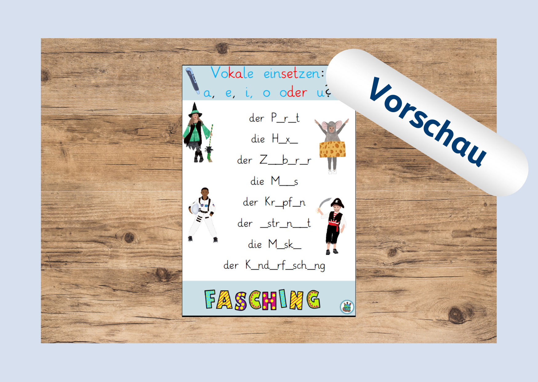 Vorschau: "Vokale einsetzen: Fasching"