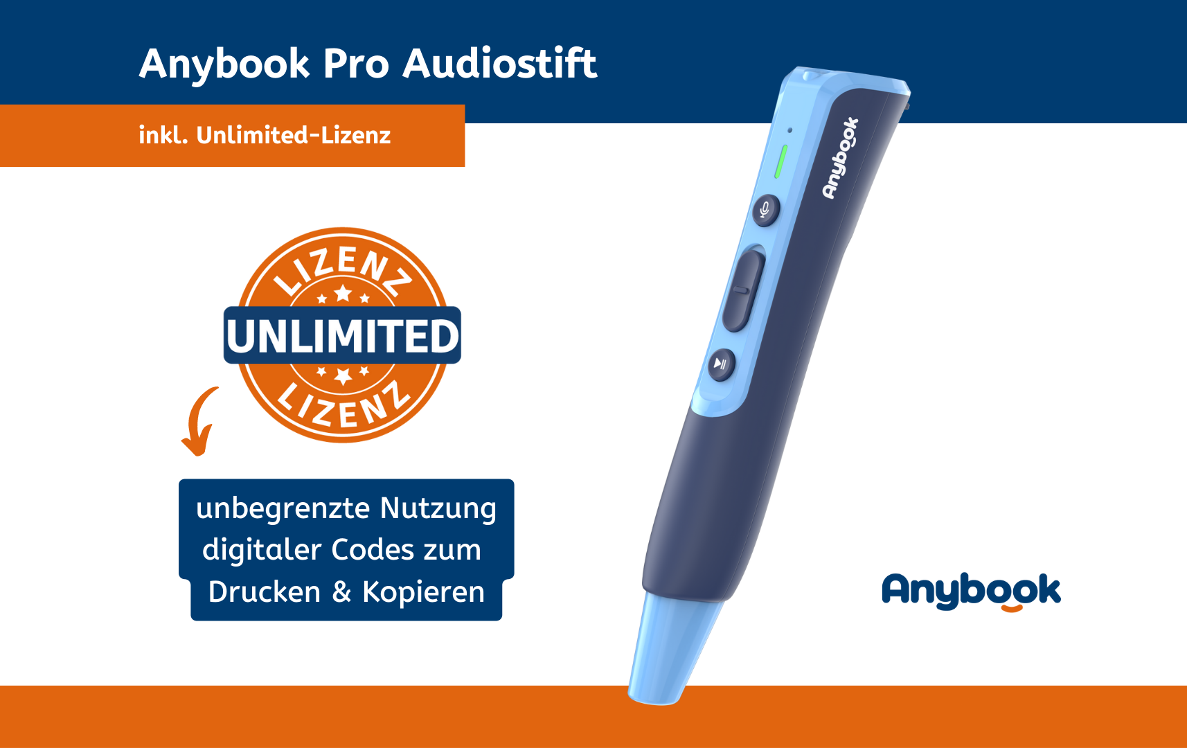 Anybook Pro Audiostift inkl. Voucher für Unlimited-Lizenz