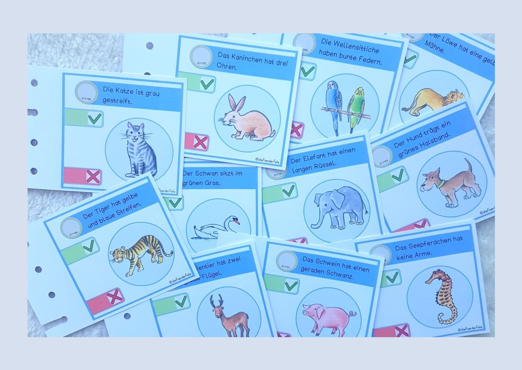 Lochkarten „Tiere“ zum Hör- und Leseverständnis